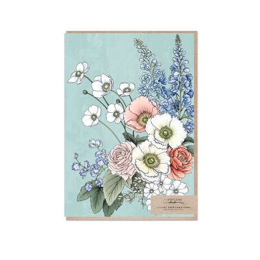 Florist Bouquet In Soft Blue Card