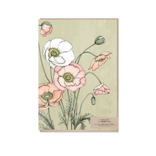 Poppies in Sage Portrait  Card